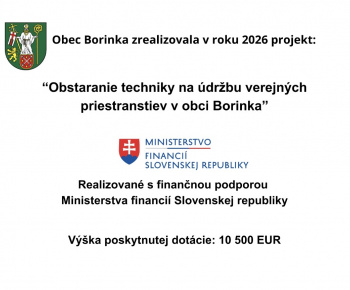 Projekty / Obstaranie techniky na údržbu verejných priestranstiev v obci Borinka - foto