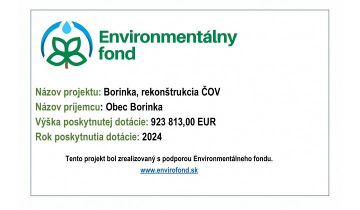 Rekonštrukcia ČOV Borinka