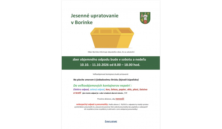 Veľkoobjemové kontajnery 10.-11.10.2026