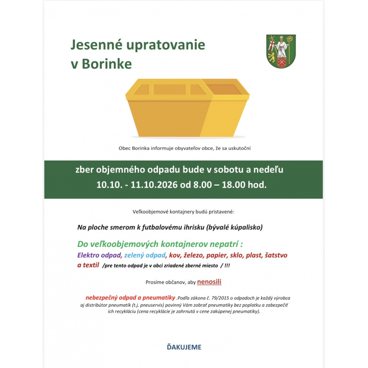 Veľkoobjemové kontajnery 10.-11.10.2026